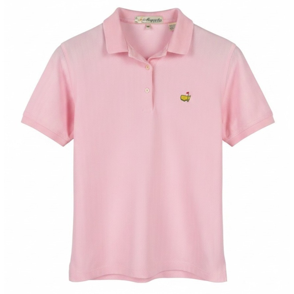 Magnolia Lane Masters Golf Polo Shirt Womens Medium Pink Herringbone Cotton